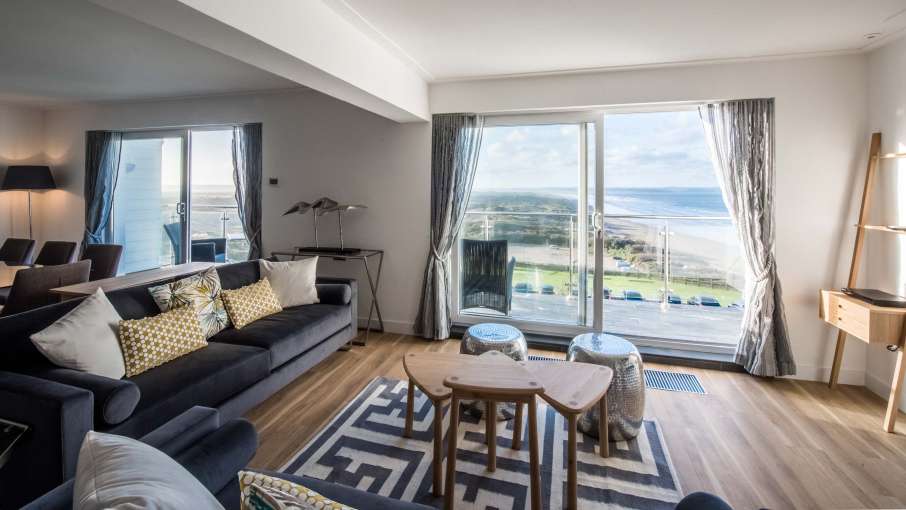 Saunton Sands Hotel Penthouse Accommodation Lounge with View Over Saunton Beach