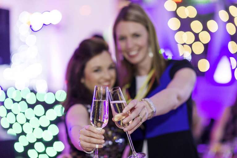 Saunton Sands Hotel Guests with Prosecco at Christmas Party