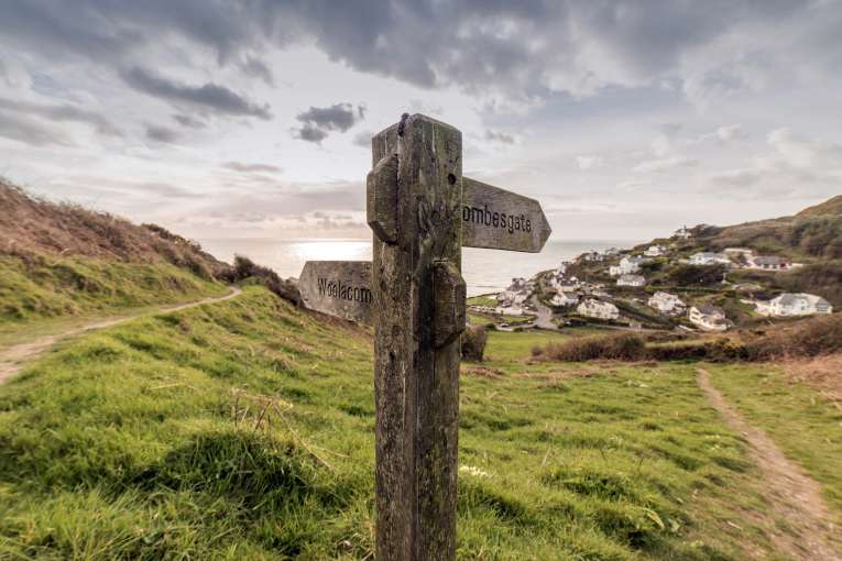 Coast Path Sign for Woolacombe and Combesgate North Devon