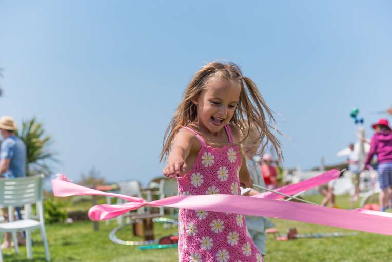 Girl playing at the circus workshop