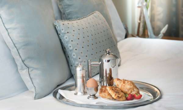 Saunton Sands Hotel Accommodation Room Service Breakfast Tray on Bed in Room