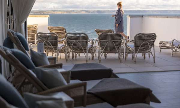Saunton Sands Hotel Source Spa Guest Enjoying View from the Sun Deck