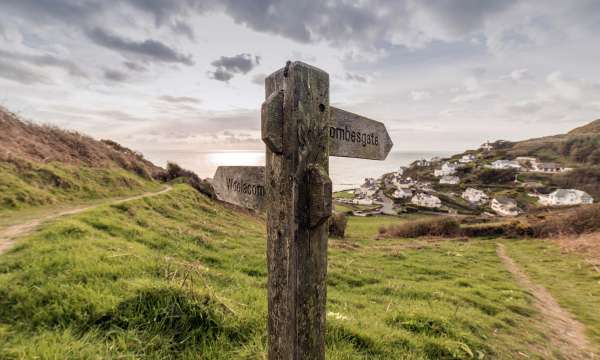 Coast Path Sign for Woolacombe and Combesgate North Devon