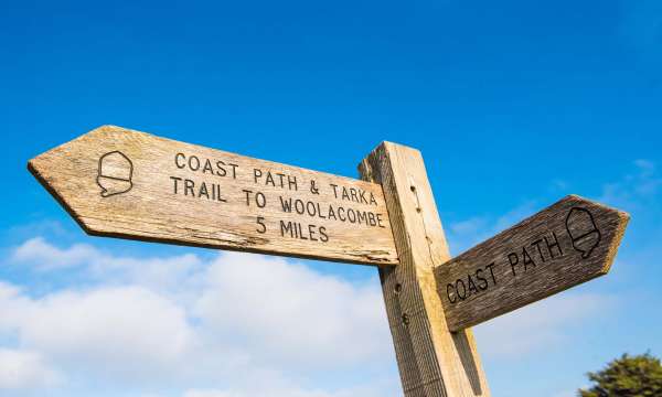 Coast Path and Tarka Trail Sign for Woolacombe North Devon