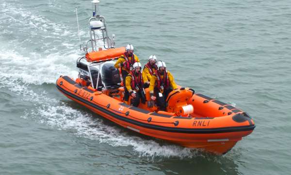 Lifeboat on the water at Clovelly Village