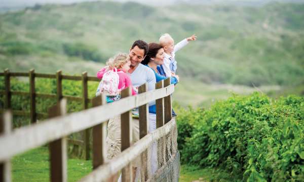 Saunton Sands Hotel Family Enjoying View with Braunton Burrows in the Background