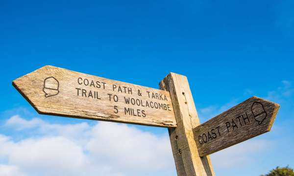 Coast Path and Tarka Trail Sign for Woolacombe North Devon