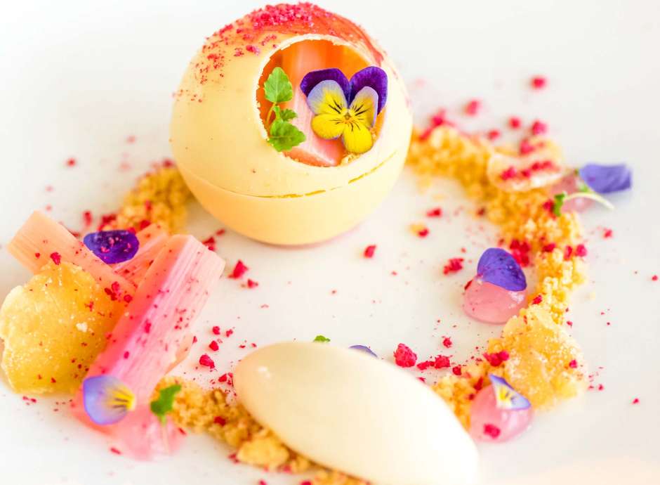 Saunton Sands Hotel Restaurant Dining Rhubarb Dessert