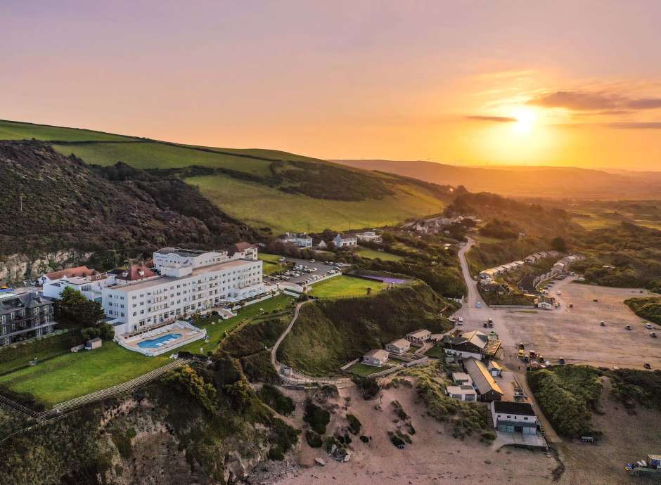 Saunton Sands Hotel Aerial View at Sunrise