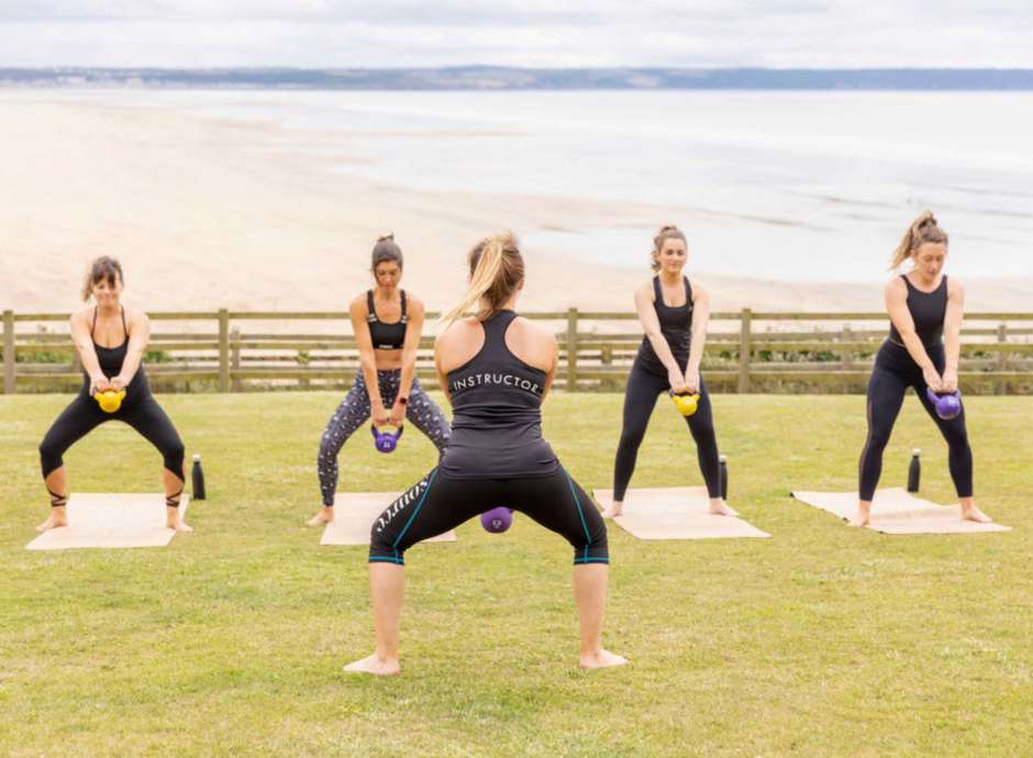 Fitness class on the lawn