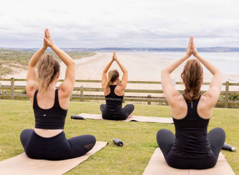 Yoga on lawn