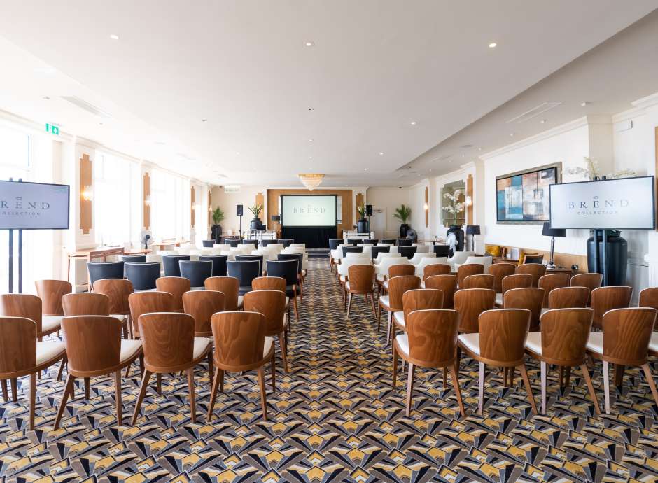 Terrace Lounge set up with chairs for a conference