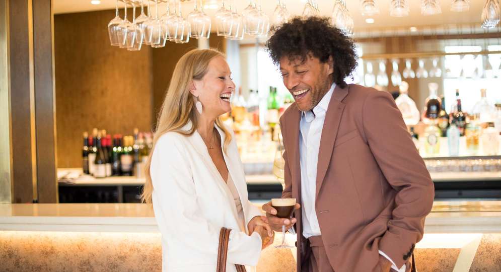 Couple in cocktail bar